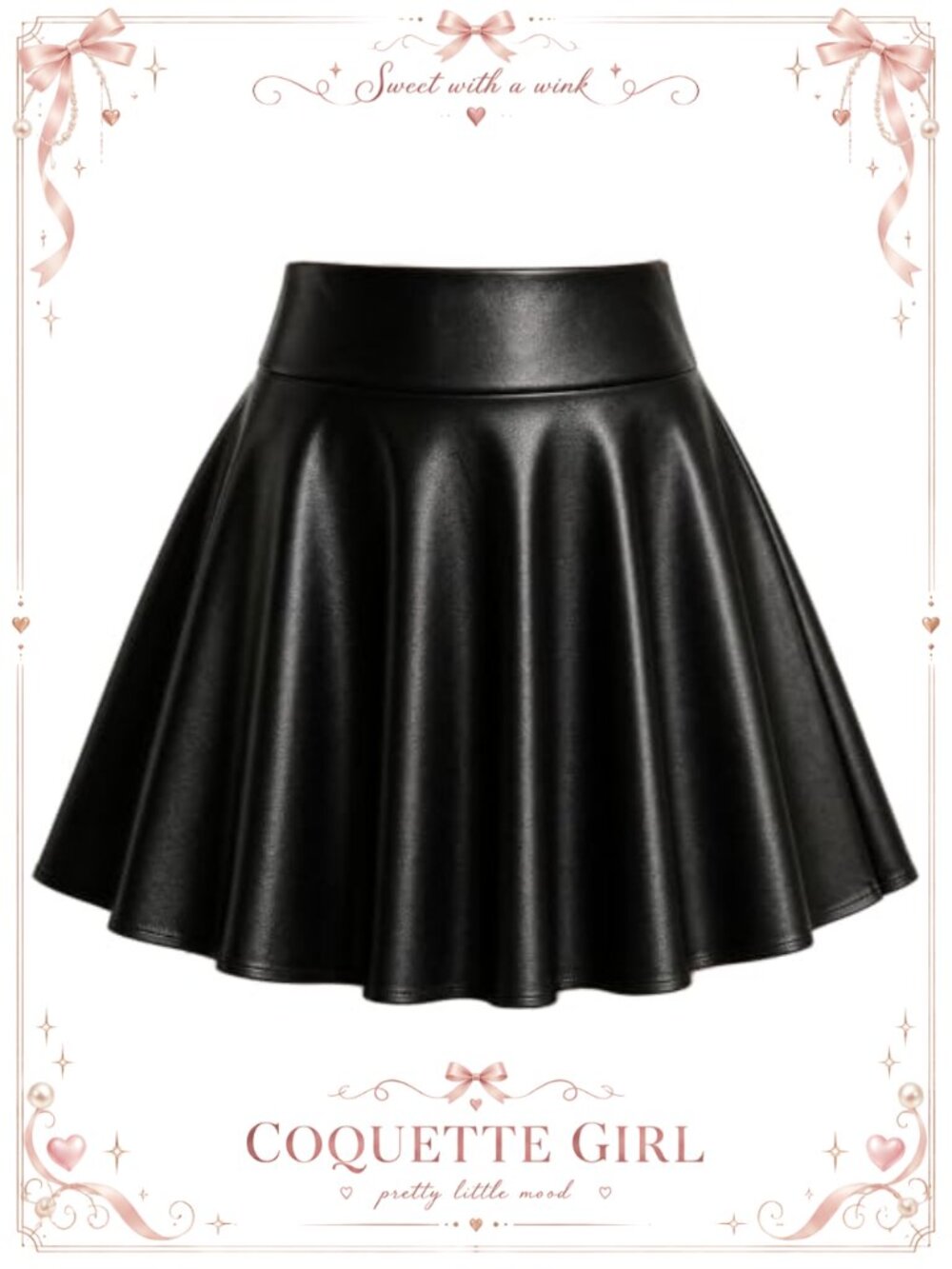 Faux Leather Mini Skirt High Waisted Pleated A-Line Y2K Party Cosplay